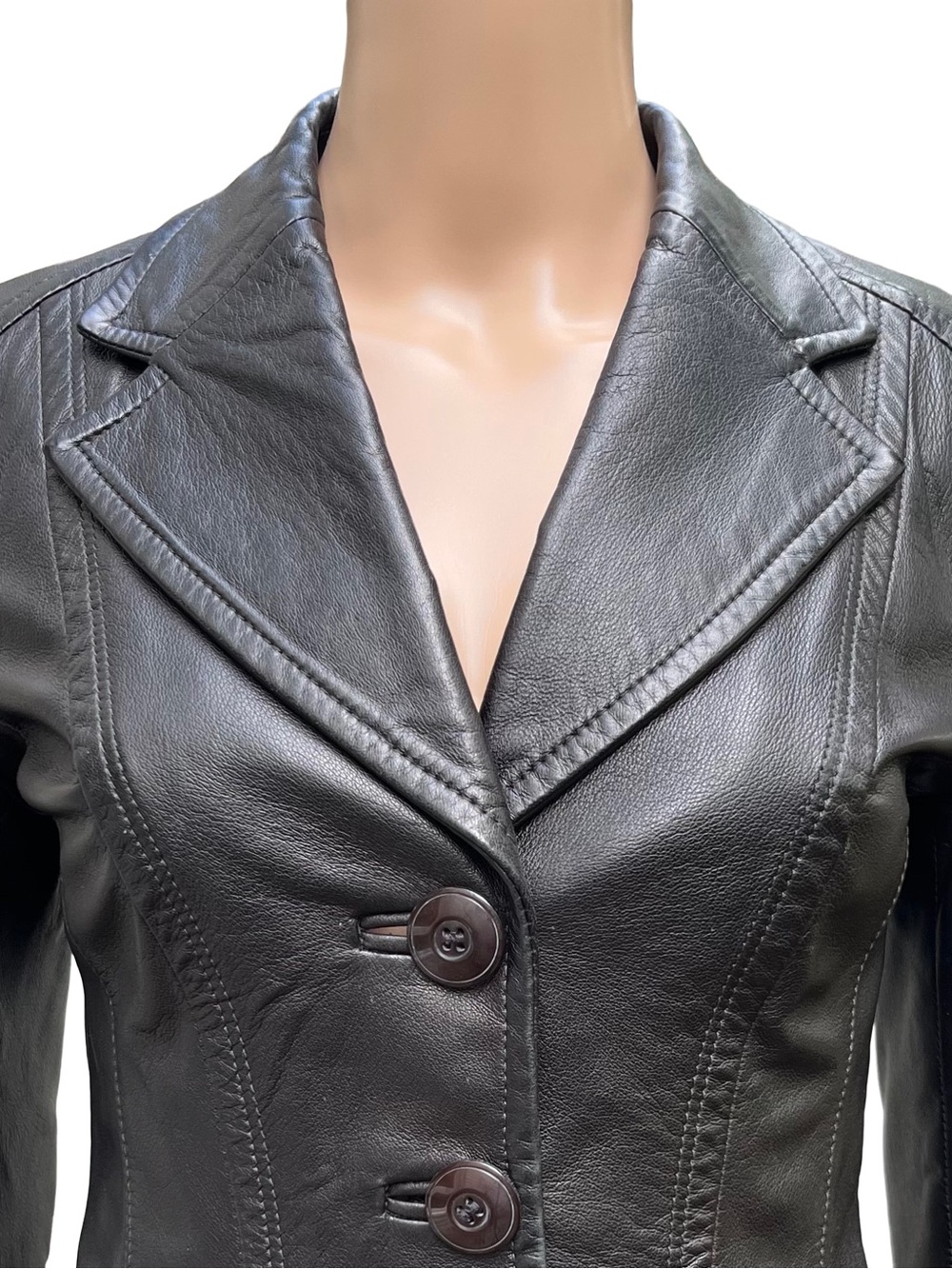 Vintage Danier Italian Leather Black Fitted Blazer XS - Picture 4 of 10